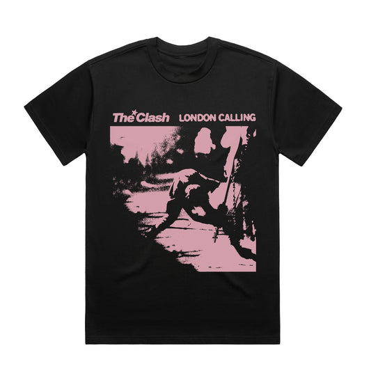 Black Unisex TShirt with Pink London calling print