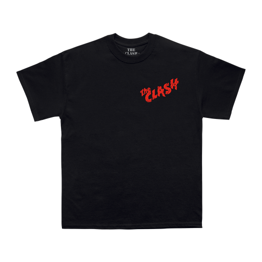 Black Unisex TShirt with The Clash red logo on front and back