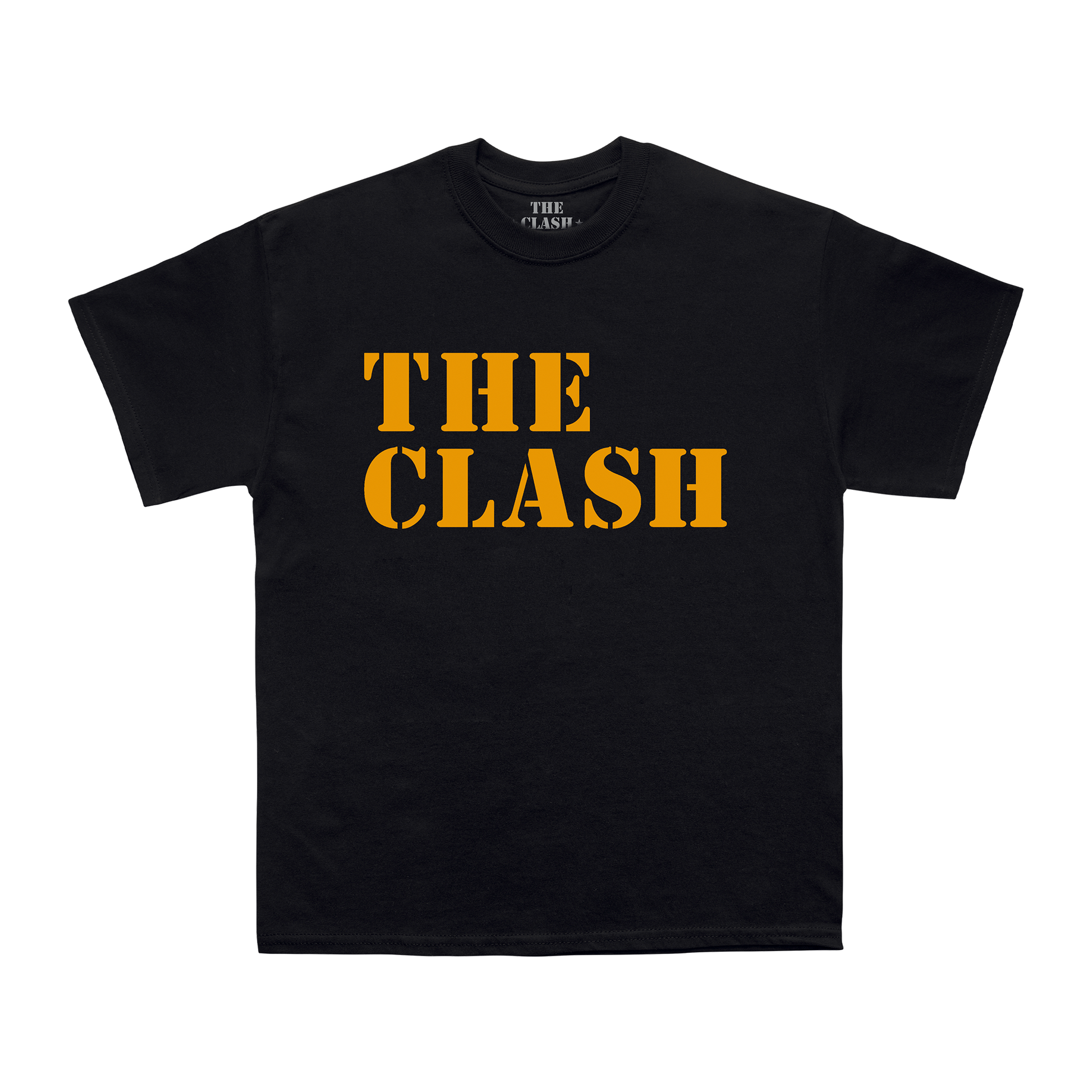 Black Unisex TShirt with The Clash in yellow stencil print