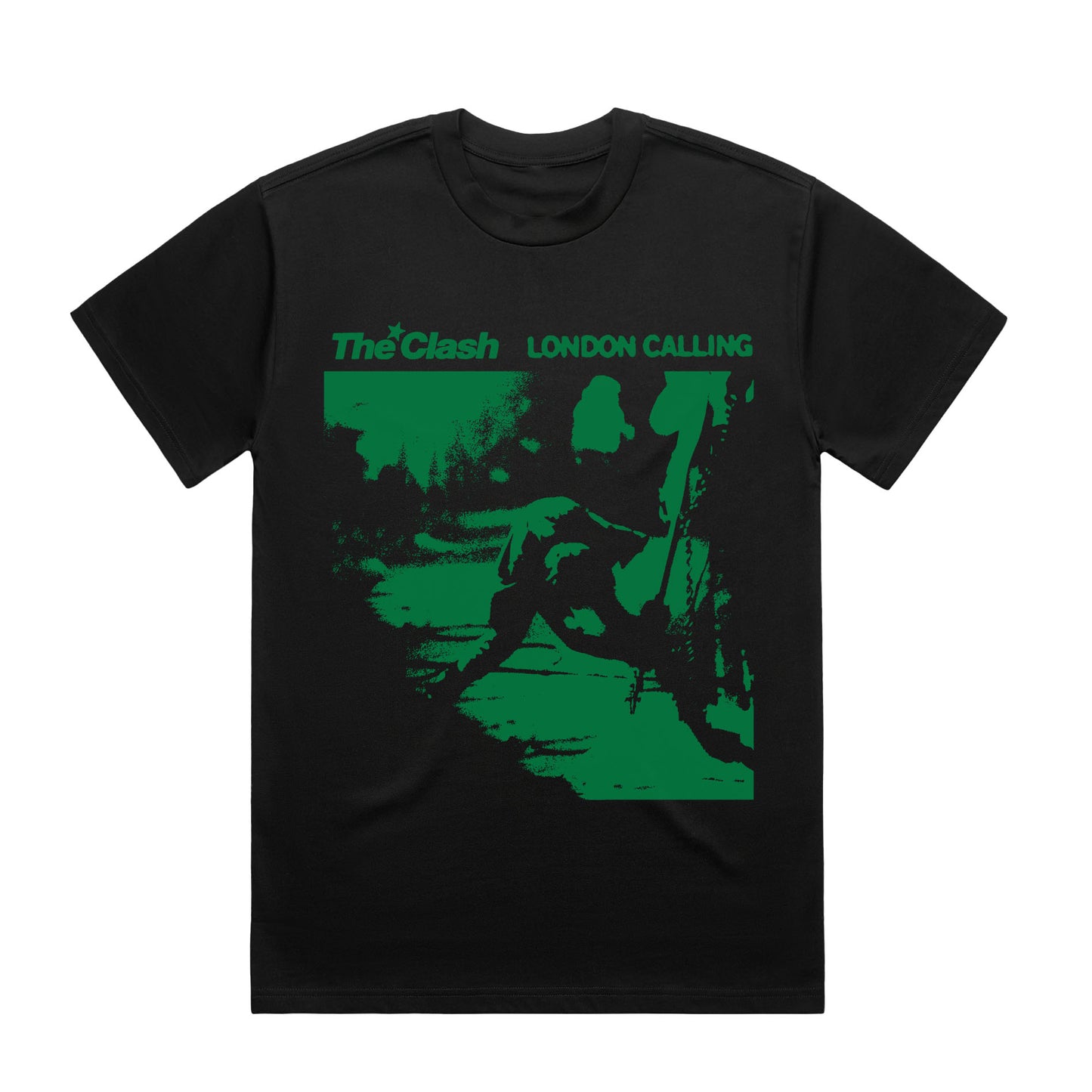 Black Unisex TShirt with green london calling print