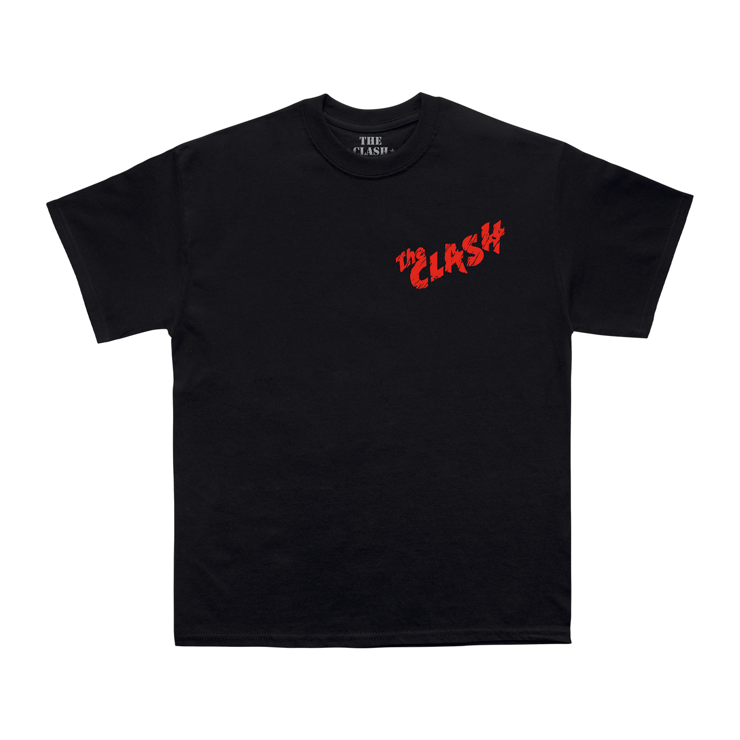 Black Unisex TShirt with The Clash red logo on front and back